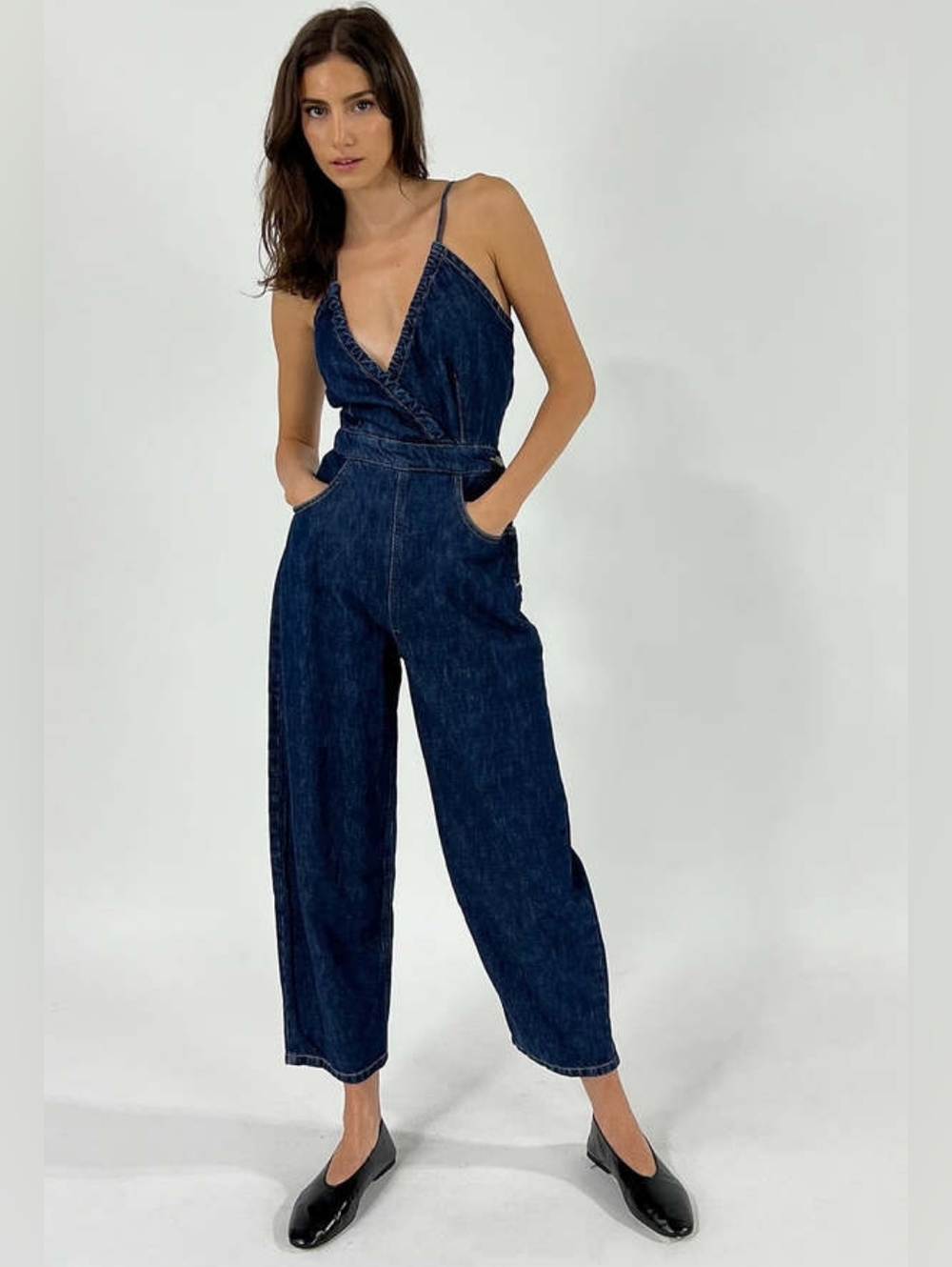 ETICA KAAN BIRDIE HALTER Denim JUMPSUIT Medium NWT - Picture 12 of 12